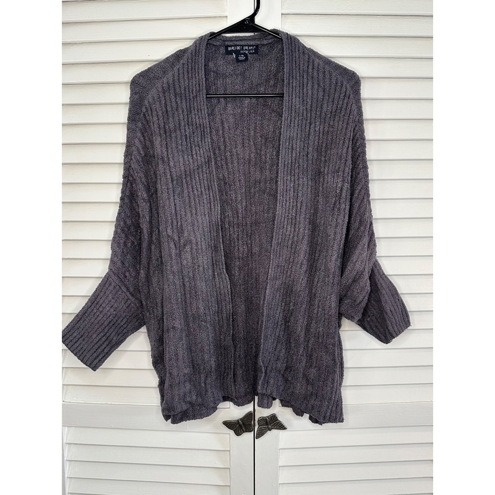 Barefoot Dreams Size L/XL Charcoal Gray CozyChic Lite Open Front Cardigan
